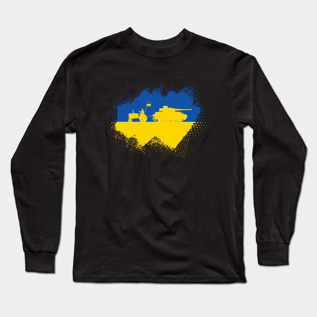 Ukraine Tractor Freedom Long Sleeve T-Shirt by Alema Art